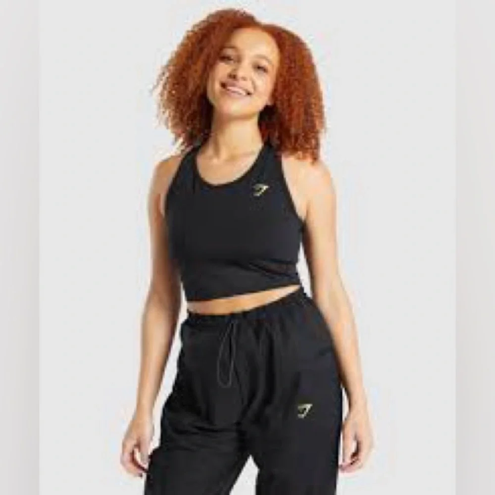 GYMSHARK Pulse Crop Tank Black Neon Yellow size XS - Picture 1 of 1